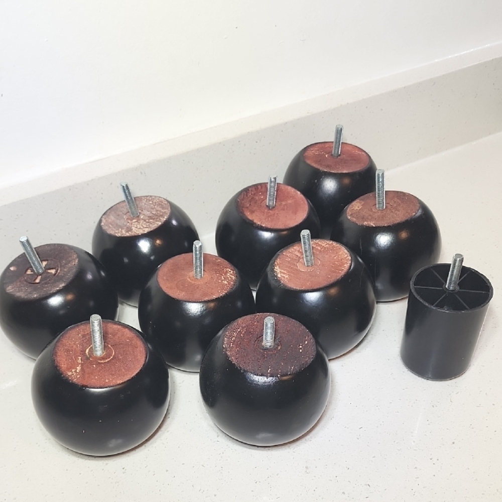 Furniture Legs. Set of 9 Black Wood Legs and 1 Support